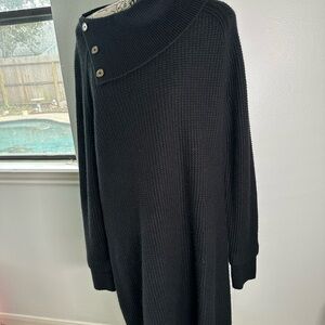 Mauvette Black Knit Dress with Button Accents Size Large